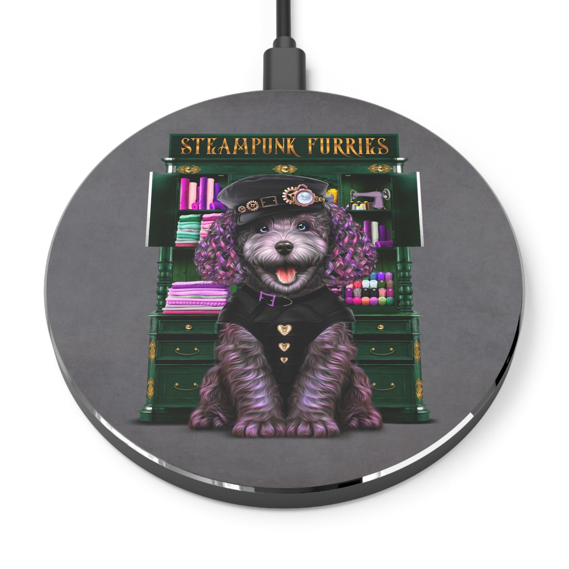 Wireless Charger: Dazzle-Grey-STEAMPUNK FURRIES