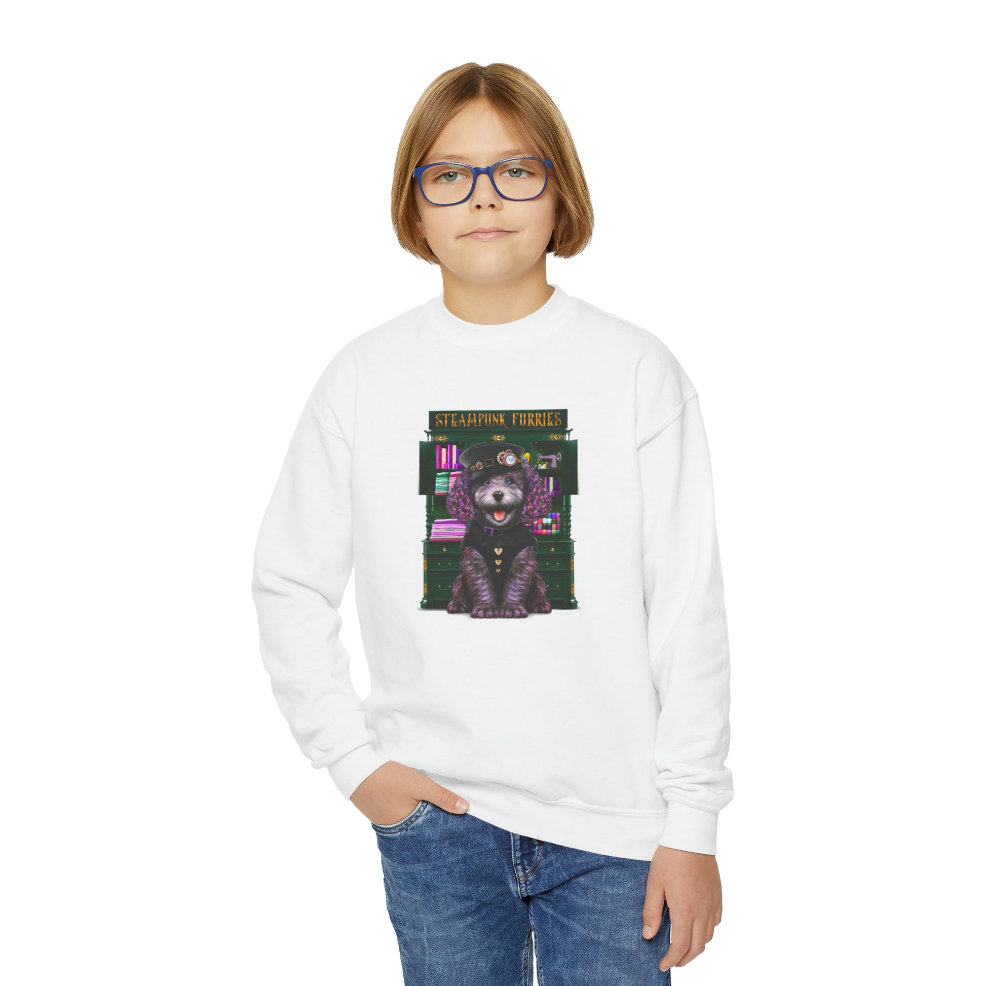 Young Paws Sweatshirt: Dazzle-White-XS-STEAMPUNK FURRIES