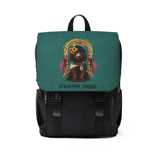Front Flap Backpack: Mrs. Pipps-Green-STEAMPUNK FURRIES