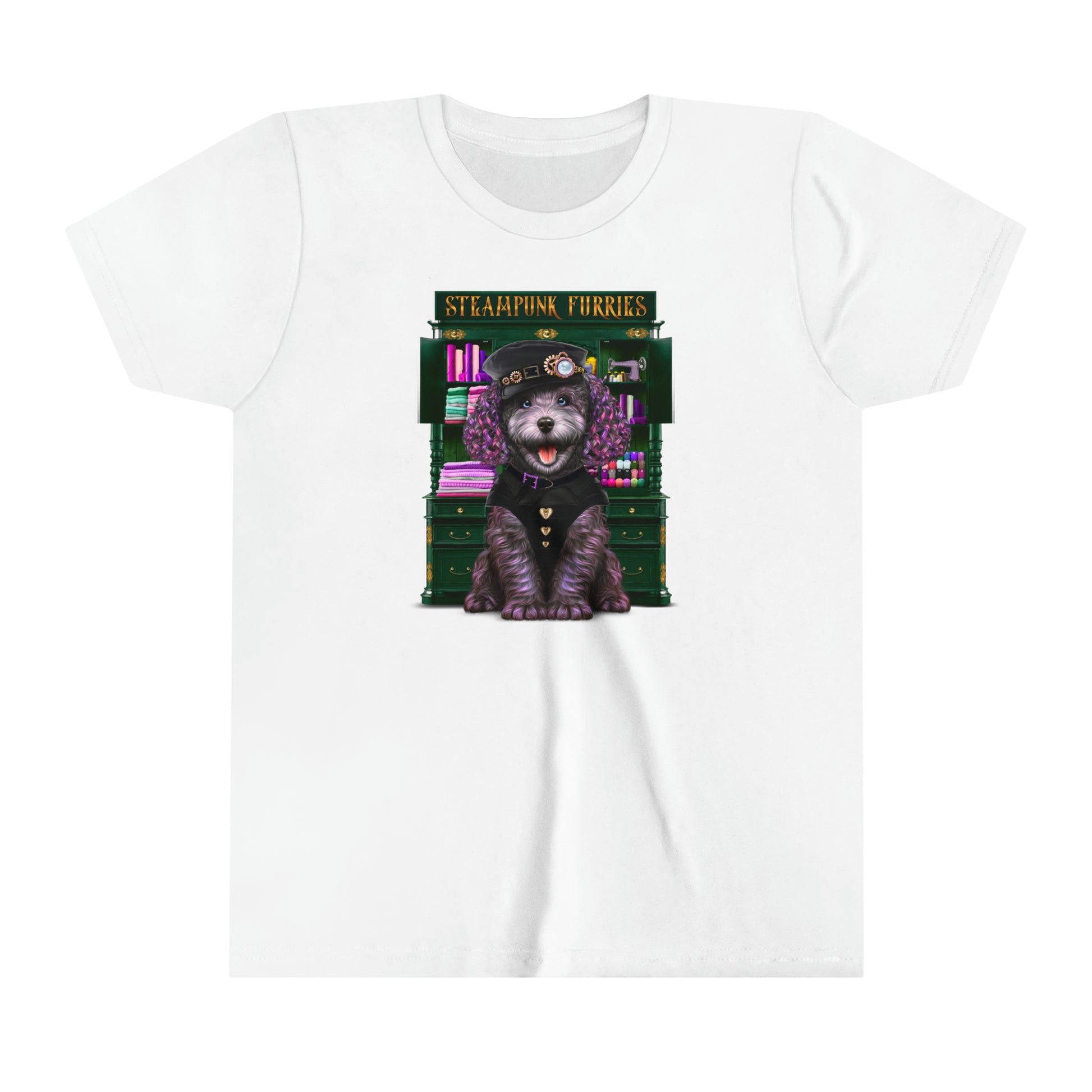 Young Paws Tee: Dazzle-White-S-STEAMPUNK FURRIES