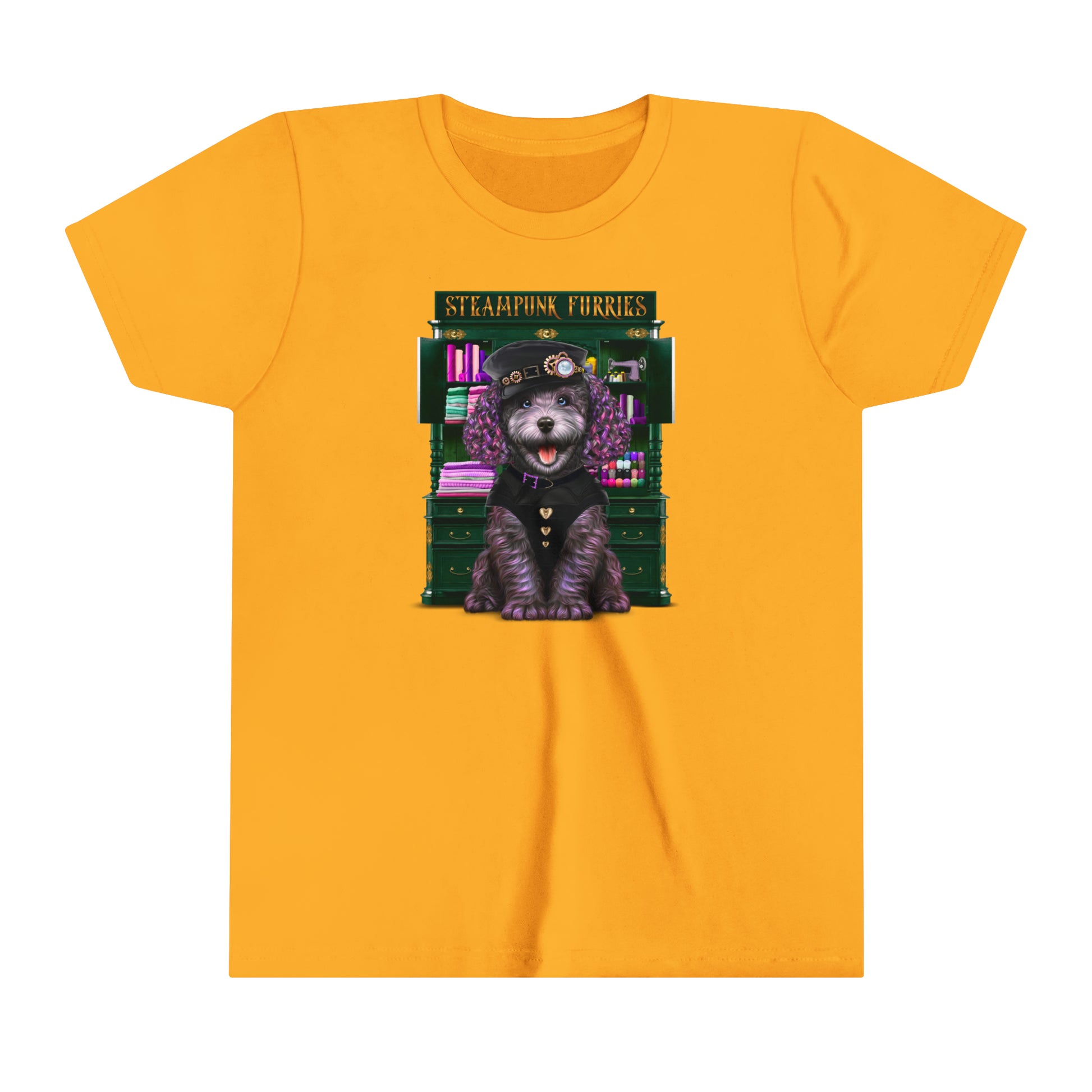 Young Paws Tee: Dazzle-Gold-S-STEAMPUNK FURRIES