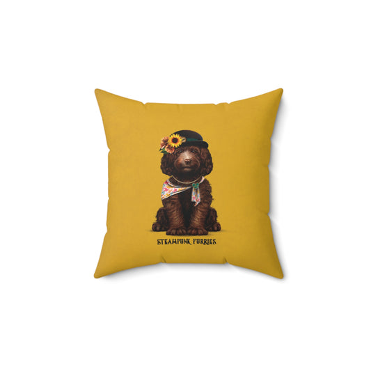 Square Pillow - Mrs. Pipps (Yellow)-14" × 14"-STEAMPUNK FURRIES