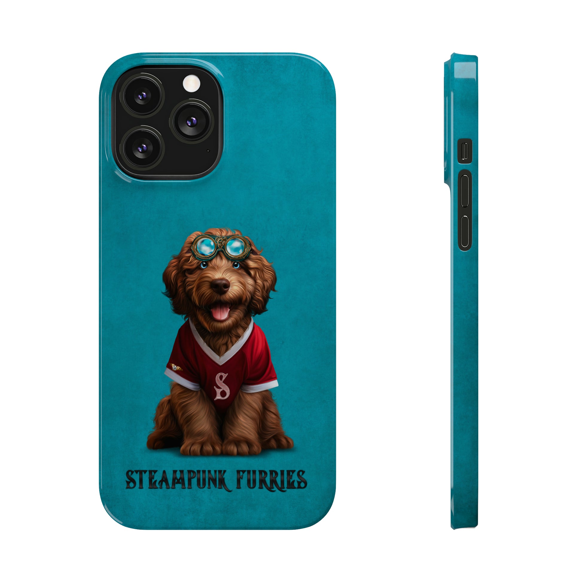 Slim Case: Jax-iPhone 13 Pro Max-Teal-STEAMPUNK FURRIES