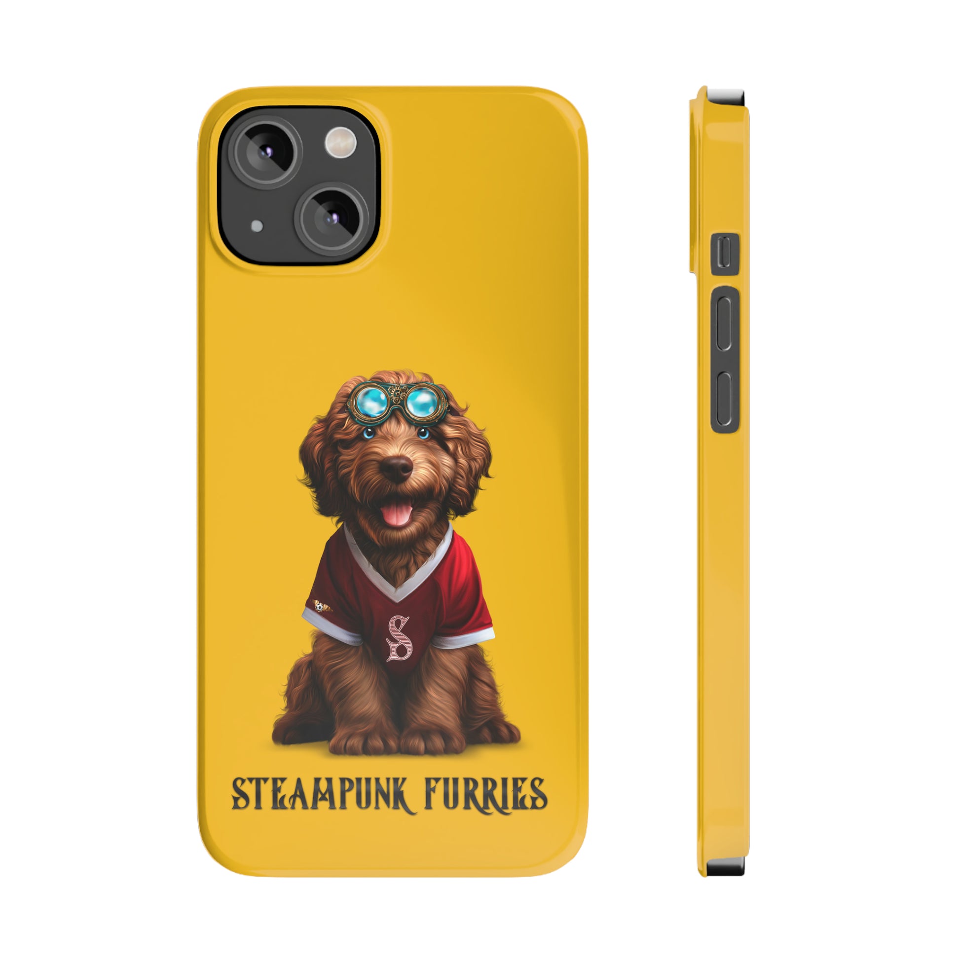 Slim Case: Jax-iPhone 14-Yellow-STEAMPUNK FURRIES