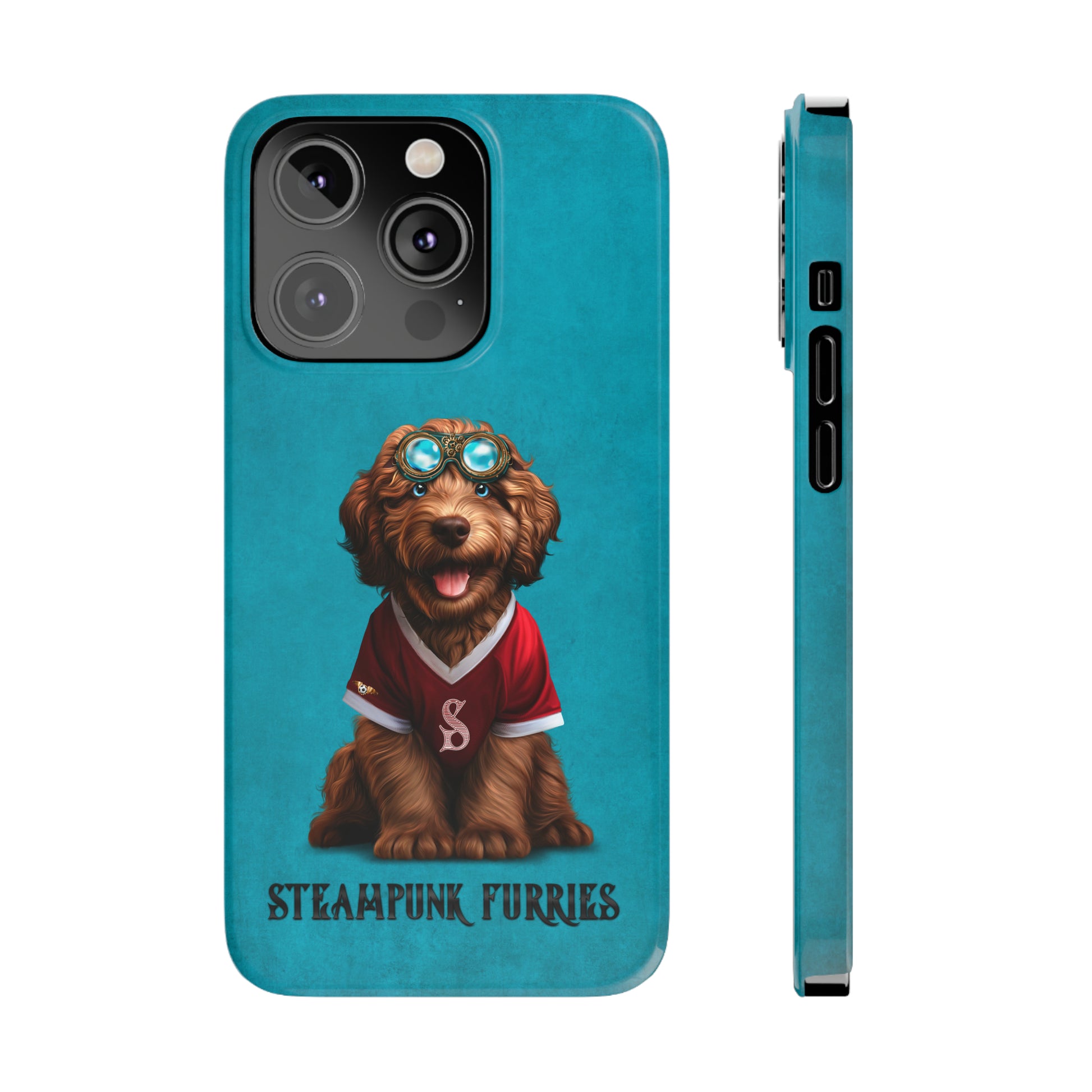 Slim Case: Jax-iPhone 14 Pro-Teal-STEAMPUNK FURRIES