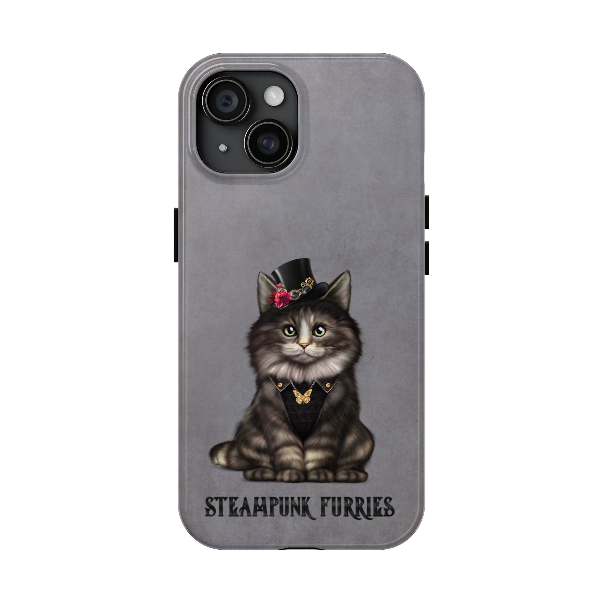 Tough Case: Mia-iPhone 15-Grey-STEAMPUNK FURRIES