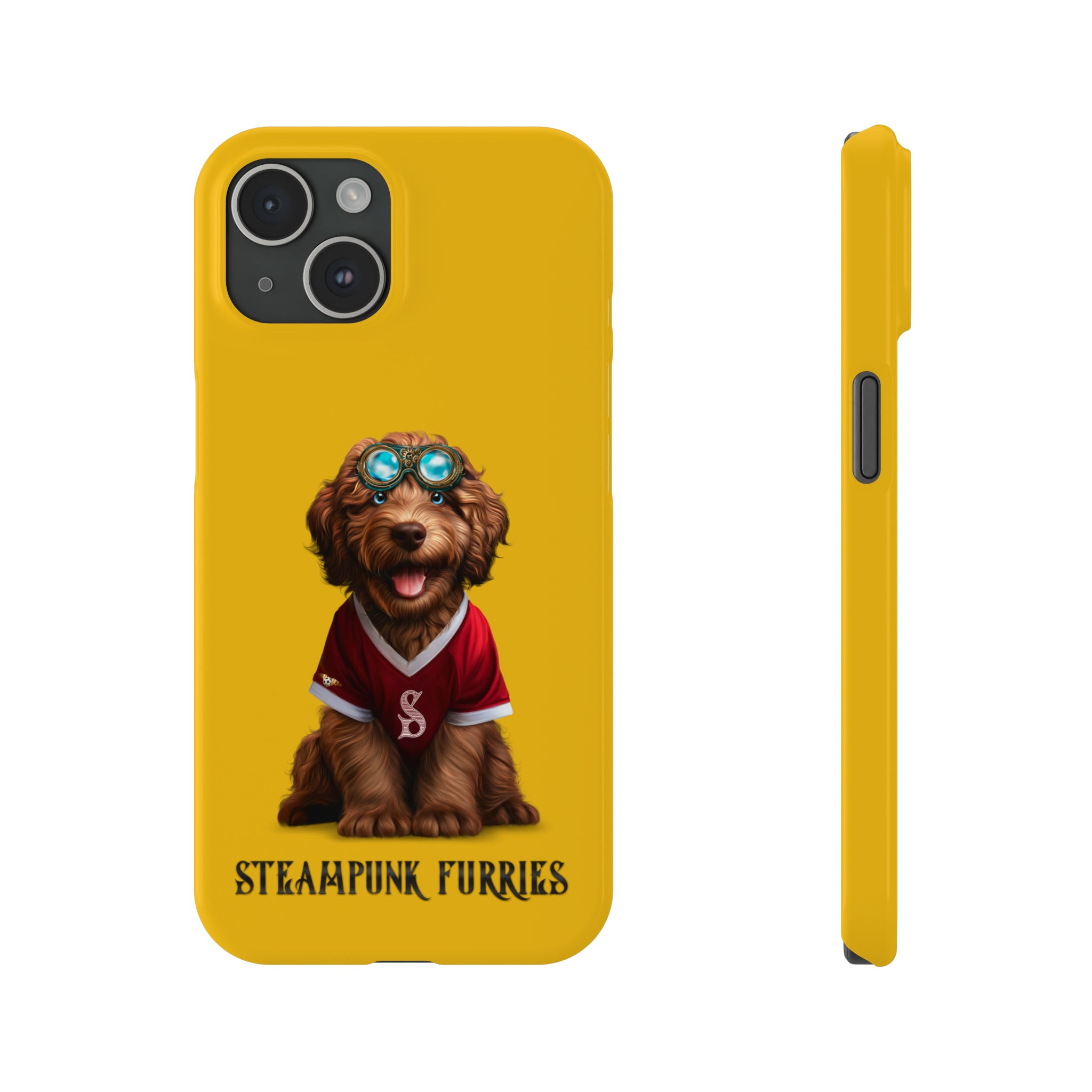 Slim Case: Jax-iPhone 15-Yellow-STEAMPUNK FURRIES