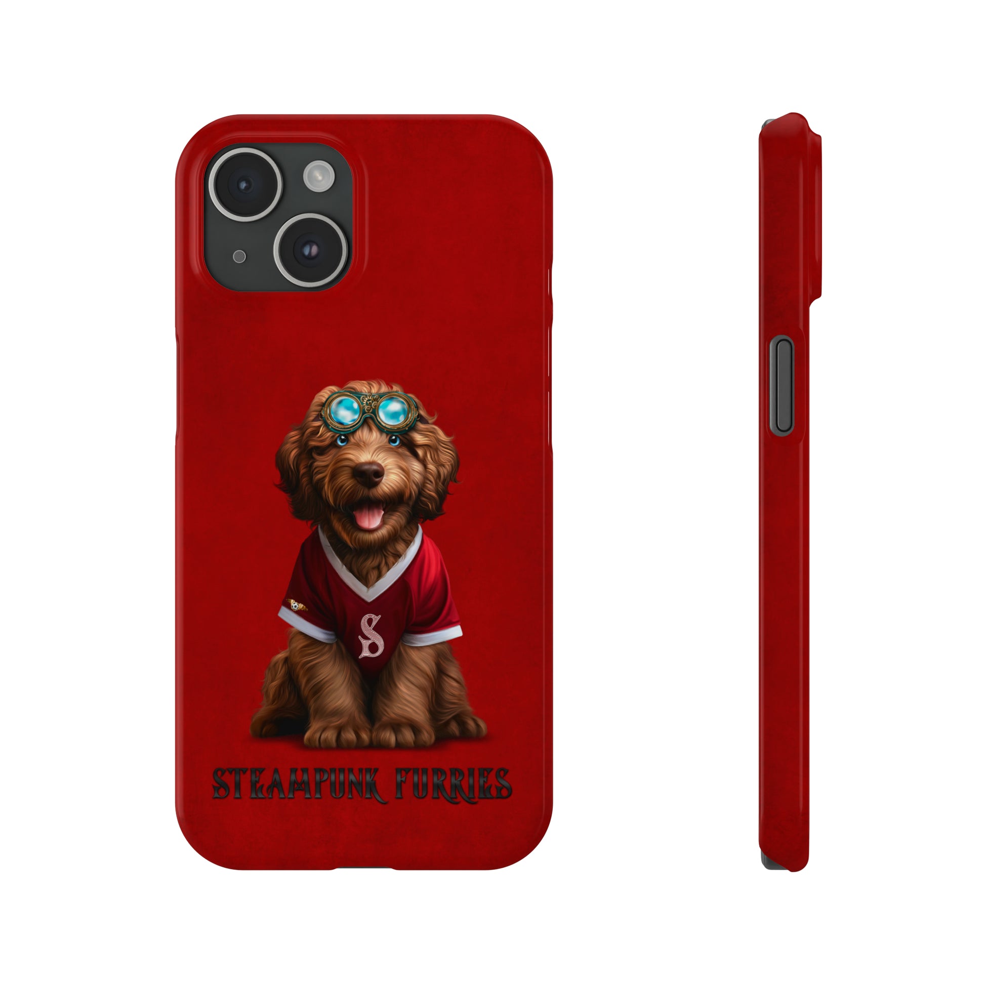 Slim Case: Jax-iPhone 15-Red-STEAMPUNK FURRIES