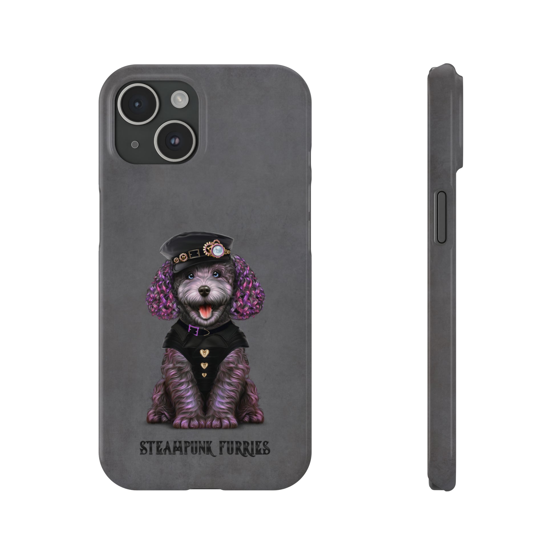 Slim Case: Dazzle-iPhone 15-Grey-STEAMPUNK FURRIES