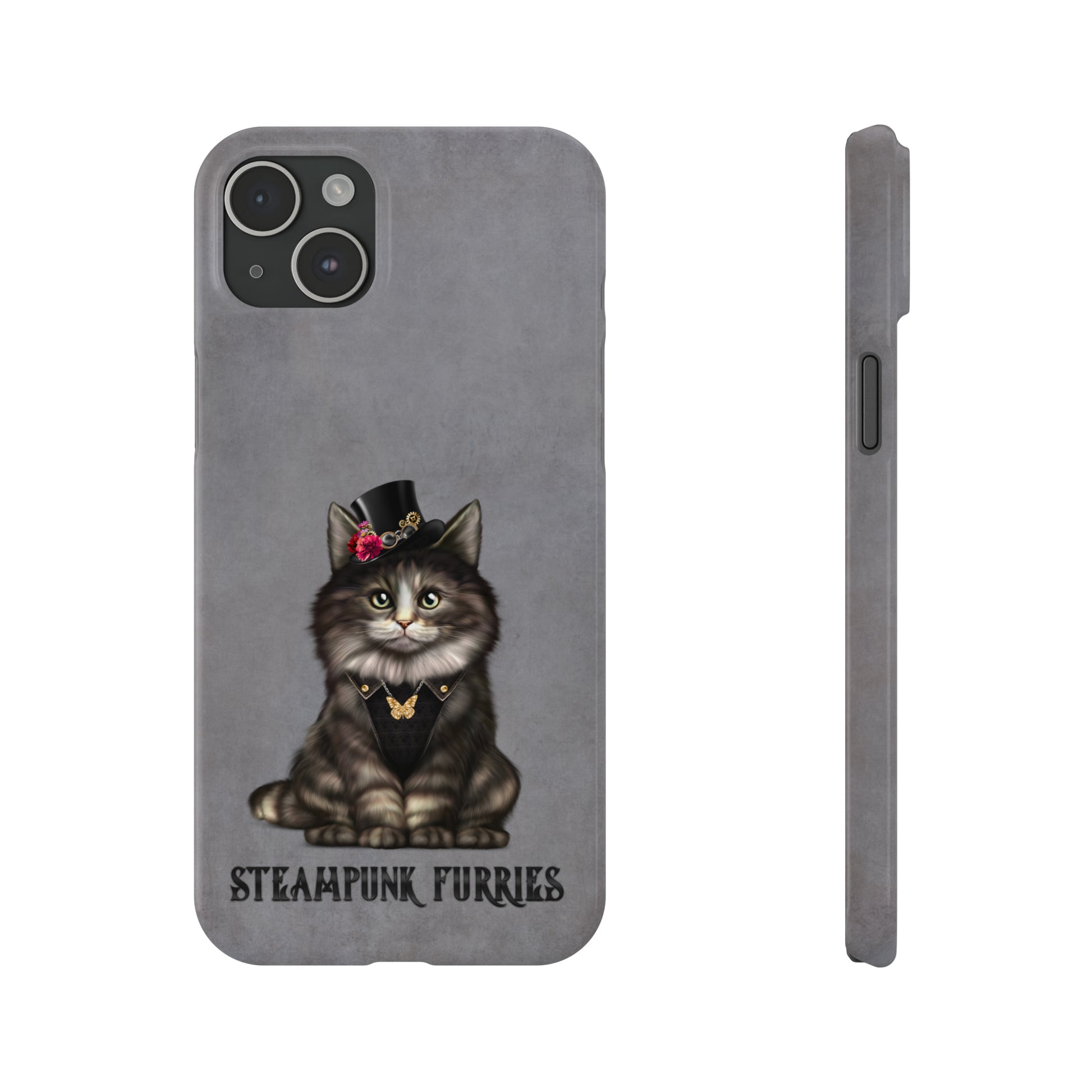 Slim Case: Mia-iPhone 15 Plus-Grey-STEAMPUNK FURRIES