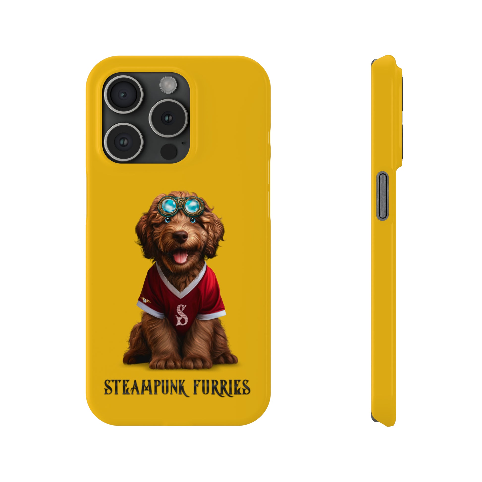 Slim Case: Jax-iPhone 15 Pro-Yellow-STEAMPUNK FURRIES