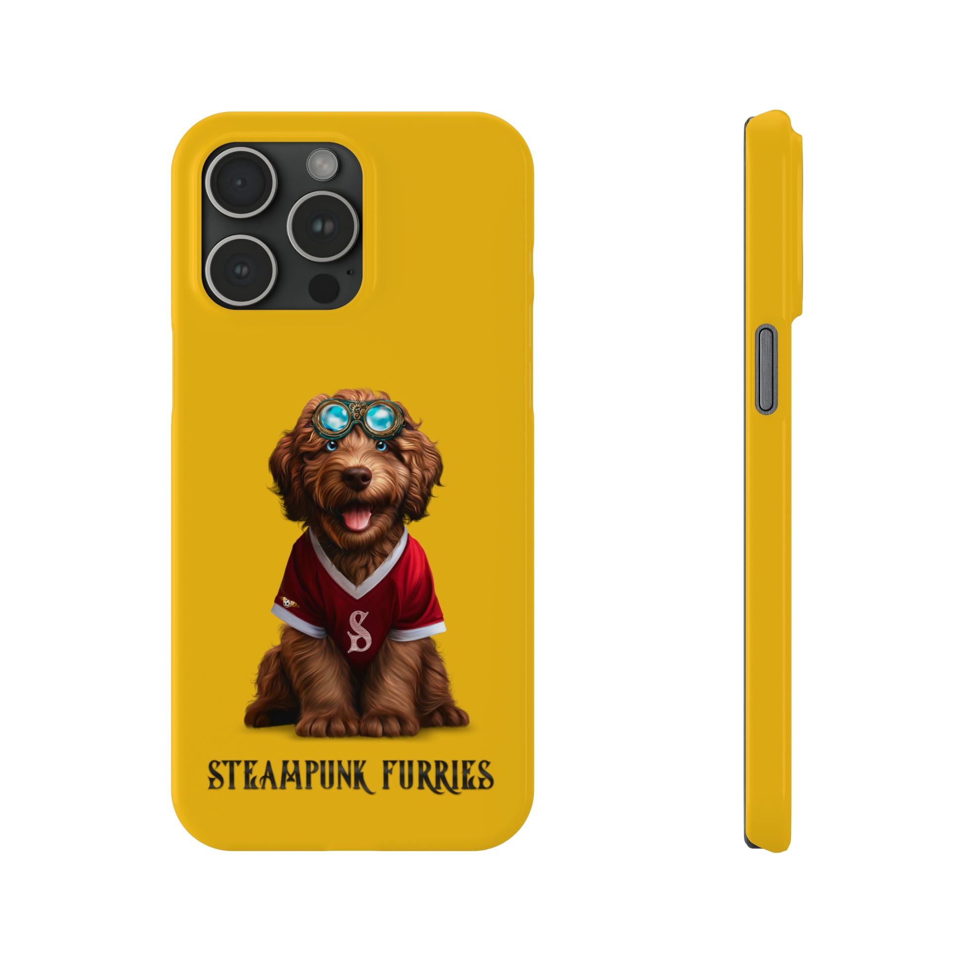 Slim Case: Jax-iPhone 15 Pro Max-Yellow-STEAMPUNK FURRIES