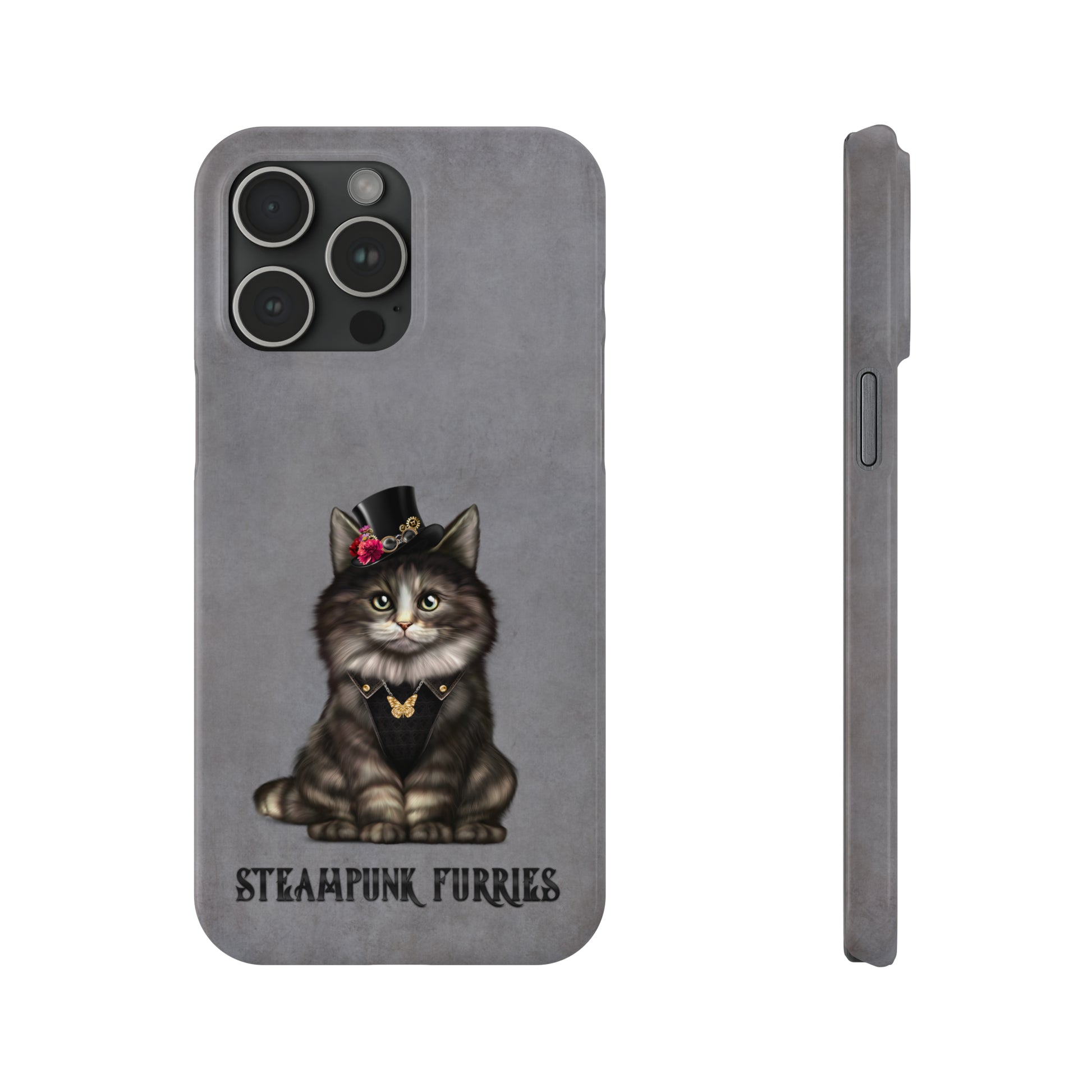 Slim Case: Mia-iPhone 15 Pro Max-Grey-STEAMPUNK FURRIES
